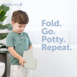 Jool Baby Folding Potty Seat for Toddler Travel - New Pull Tab for Easy Removal, Fits Round & Oval Toilets Securely (Sage)