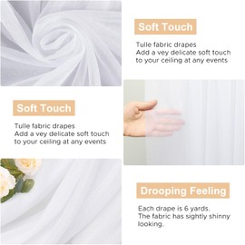 Wokceer Wedding Arch Draping Fabric 6 Panels 28.7" x 20FT White Sheer Fabric Backdrop Arch Draping for Wedding Ceremony Birthday Party Bridal Shower Decoration
