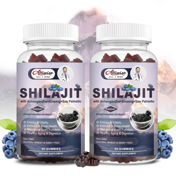Alliwise Shilajit Gummies for Men & Women, Shilajit Pure Himalayan