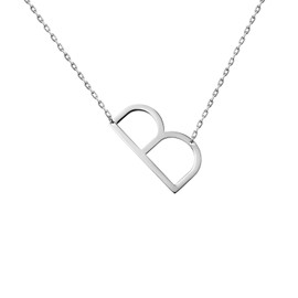 WIGERLON Stainless Steel Initial Letters Necklace for Women Color Gold and Silver from A-Z Letter Letter B Color Sliver