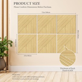 JBER Acoustical Wall Panels - 6 PCS 23.6 X 23.6 Inches Wood-Pattern Printing Sound Absorbing Panels, Large Self-Adhesive Decorative Soundproof Wall Panels for Studio,Home & Living Room(Oak)