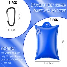 Festanlee 16 Pcs Pool Cover Weights with Hooks, Leakproof Swimming Pool Cover Hanging Bag, Heavy Duty Thick PVC Winter Pool Water Bags for Above Ground Pools(Blue)