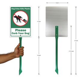 ZKflager Dog Urine Kills Plants Please Curb Your Dog Signs For Yard Lawn Puppy Signs Garden Outside Decor 11"x8" Rustproof 48 mil Aluminum With Metal Stake 17.5"