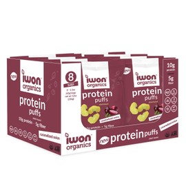 IWON Organics Caramelized Onion Flavor Protein Puff, High Protein and Organic Healthy Snacks, 8 Bags