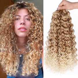 Gogo Curl Crochet Hair 7 Packs Curly Crochet Deep Wave Crochet Hair 14 inch Curly Hair Crochet for Women Beach Curl Crochet Hair Synthetic Curly Hair Extensions (14 Inch 7 Packs, 27/613)