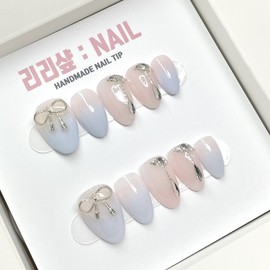 Pure Blue Handmade Nail Tips - Square / 퓨어블루 수제네일팁 - 스퀘어