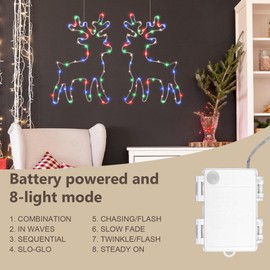 BYZESTY Christmas Lighting Window, 2 Pieces Christmas Decoration Window Illuminated, Illuminated LED Window Decoration, 120 LED Reindeer Illuminated, Illuminated Reindeer Christmas Decoration