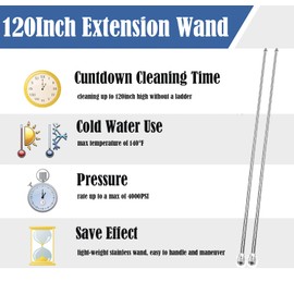 Selkie Long Pressure Washer Extension Wand, 2 Pack 60" Power Washer Extension Wand,Pressure Washer Lance,Stainless Steel Power Washer Extender Wands, 1/4” Quick Connect Fitting, 4000 PSI(120 Inch)