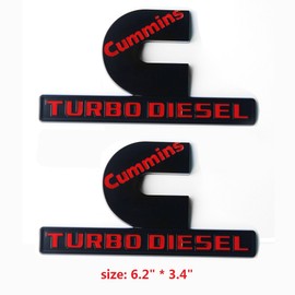 2Pack Compatible with Cummins Turbo Diesel Emblem Badge High Output Ram 2500 3500 Emblem 6.2" by 3.4" inches Red