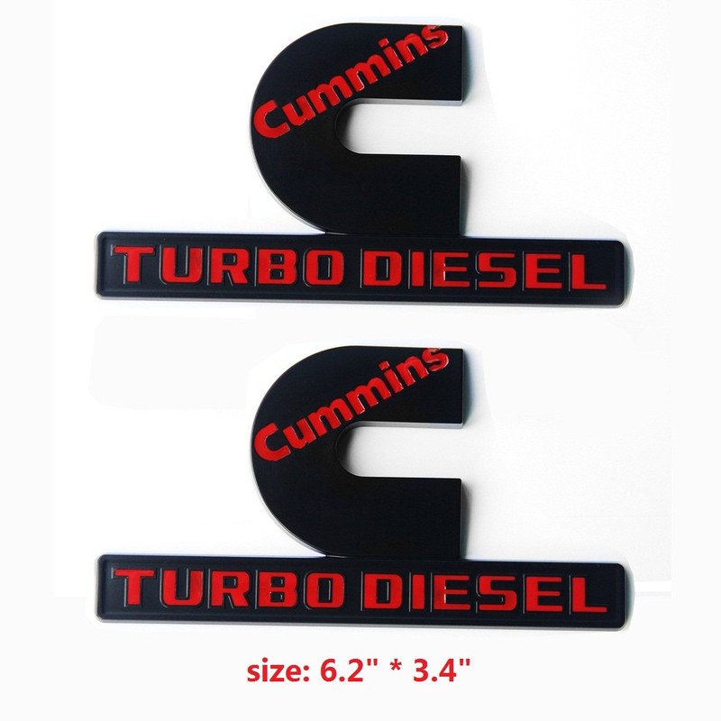 2Pack Compatible with Cummins Turbo Diesel Emblem Badge High Output