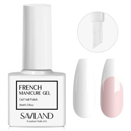 Saviland Beautiful White French Gel Nail Polish - 10 ml Soak Off Neon UV Nail Polish White for Manicure UV Gel French Nails Art Starter, Gel Polish UV for French Nails Stamps & Home DIY