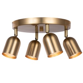 CRAFTRONOS 4 Light Track Lighting Kit Canopy,Matt Brass Finish with Modern Adjustable Ceiling Spotlight for Kitchen,Bedroom,Living Room,Home Improvement