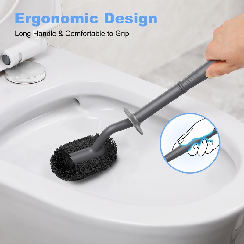 Toilet Bowl Brush Holder Set: Curved Design with Holder for