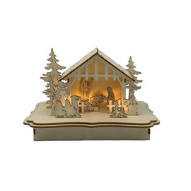 9" Brown Battery Operated LED Lighted Christmas Nativity Scene Tabletop Decor