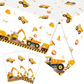 Pack of 2 Tablecloths with Construction Theme, 137 x 274 cm, Plastic Construction Tablecloth, Truck Party Accessories for Construction Birthdays for Children, Boys