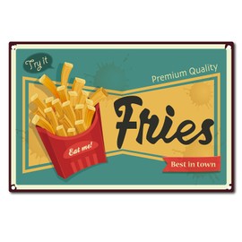 CREATCABIN French Fries Tin Sign Metal Food Sign Vintage Funny Sign For Home Coffee Restaurant Bar Sign, 8 x 12 Inches