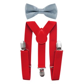 Axy Children Red Suspenders Y Shape with Fly 3 Clips Extra Strong