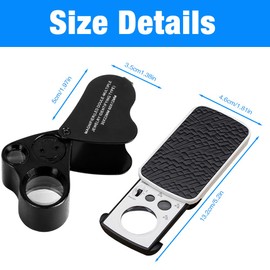 CLIUNT 2 Stücke Juwelier Lupe, 30X 60X 90X Vergrößerung Metall Faltlupe, Beleuchtete Juwelierlupe, Juwelierlupe mit LED UV Licht für Schmuck Münzen Edelsteine Münzen Briefmarken(Schwarz)