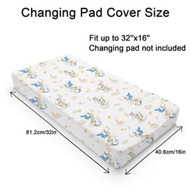 Fairy Tale Dragon Moon Stars Clouds Changing Pad Covers Watercolor Dragons Diaper Changing Table Cover Sheets for Boy Girl Soft Stretchy Snug Fitted Baby Changing Pad Mats 32''x16'' Golden