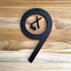 5 Inch Modern Plastic House Numbers and Letters with hardware included. Black and White Arrows, North South East West, Unit A B, No.- Dash, 1/2 (9, BLACK)