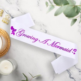 Chicelite Growing A Mermaid Sash,Baby Shower decorations Sash,New Mom or Dady Gifts Baby Shower Party Gender Reveals Party Gifts Purple Foil