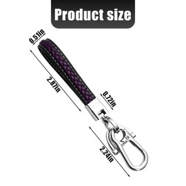 TSUGAMI Leather Car Keychain, Wristlet Key Chain with Anti-Lost D Ring ＆ Screwdriver, Weave Rope Auto Keyring, Universal Fit (Purple)