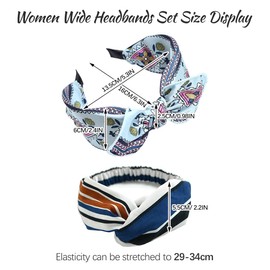 Stirnbänder für Frauen, 6PCS Hair Band Boho Knotted Headwraps Mixed gedruckt Twisted Bow Haarbänder, Vintage Floral Polka Dot Wide Hairs Hoops Mädchen Haarschmuck für das tägliche Tragen (color2, L)