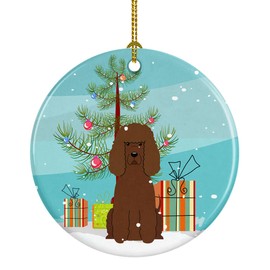 Caroline's Treasures BB4188CO1 Merry Christmas Tree Irish Water Spaniel Ceramic Ornament, 3 in, Multicolor