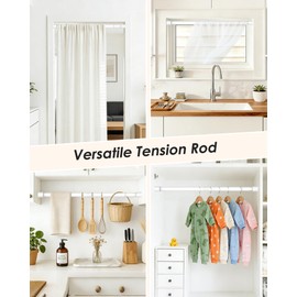 PadPure Spring Loaded Tension Rods 24-36 Inch, Adjustable Pressure Expandable White Tension Curtain Rod No Drilling for Windows, Kitchen, Doorway, Bathroom, Closet