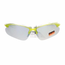 Xloop Sunglasses Mens Sports Eyewear Half Rim Lite Wrap Around UV 400 - Yellow Clear (Silver Mirror)