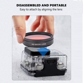 58 mm Red Filter, Action Camera Red Diving Filter with 16X Macro Close-up Optical Glass Lens Filter for GoPro 5