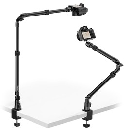 ULANZI ZJ02 Camera Desk Mount Overhead Magic Arm, 98cm/38.6inch Aluminum Adjustable Articulating Arm with 1/4" Ball Head for Cameras DSLR Lights Mount for Live Streaming/Photo Video Shooting