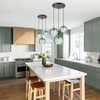 KCO Lighting 3-Light Modern Green Striped Glass Pendant Light Nordic