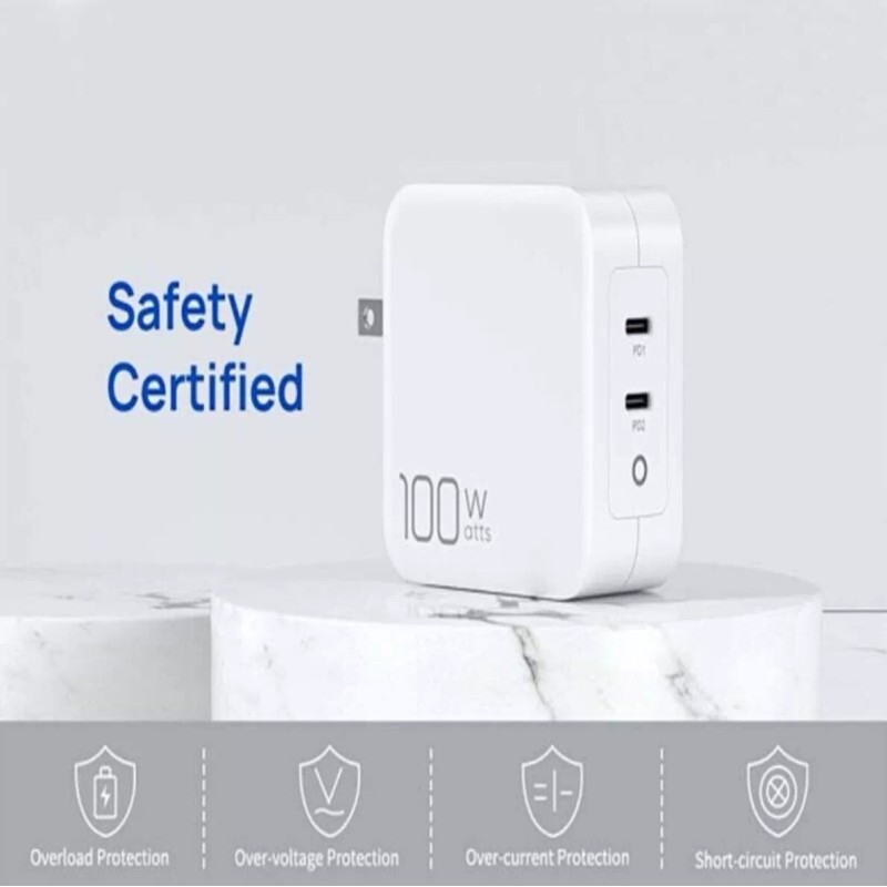 Universel Fast Charging USB-C 100W 2 Ports GaN PD For