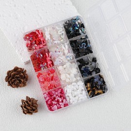 Kikonoke 2050 Pieces 3D Butterfly Rose Flower Bow Rabbit Bear Nail Charms Kit with Nail Art Rhinestones Pearls Crystal Gems Nail Slices for Manicure DIY Crafts Jewelry Accessories (Black White Red)