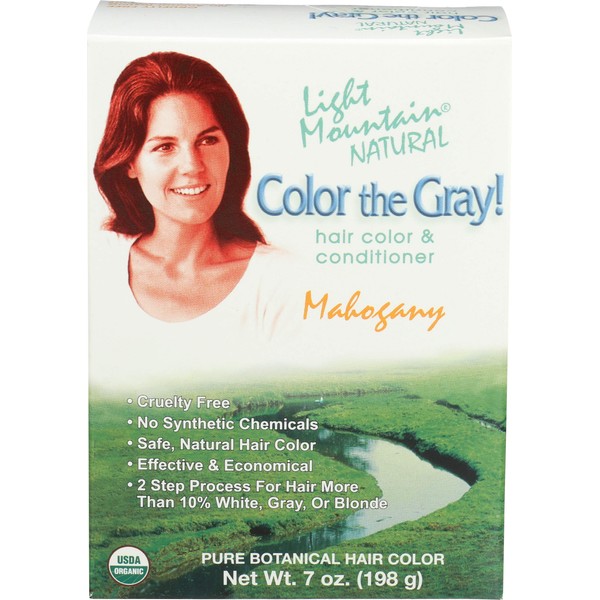 Light Mountain Natural Color The Gray! Hair Color & Conditioner, Mahogany, 7 oz.