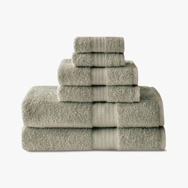 1888 Mills 6 Piece 600 GSM Luxury Towel Set, 2 Bath Towels, 2 Hand Towels and 2 Washcloths, Premium Cotton Blend, Super Soft and Highly Absorbent Towels for Bathroom, Hotels, and Gym, Taupe