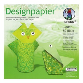 Ursus 22825199 Designpapier Jade, 50 Blatt in 10 verschiedenen Motiven, ca. 20 x 20 cm, 100 g/qm, beidseitig bedruckt, ideal zum Falten von kreativen Origami Tieren