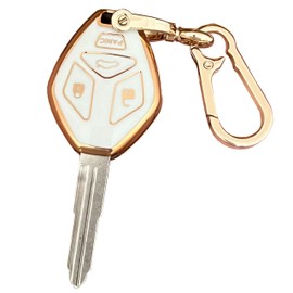 QIXIUBIA for Mitsubishi Key Fob Cover Smart Key Shell with Keychain Fit for Mitsubishi Eclipse Endeavor Galant Lancer Outlander (4-Button-White)