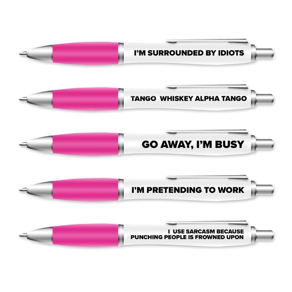 5 Pack of Ballpoint Pens - Funny Pen Set For