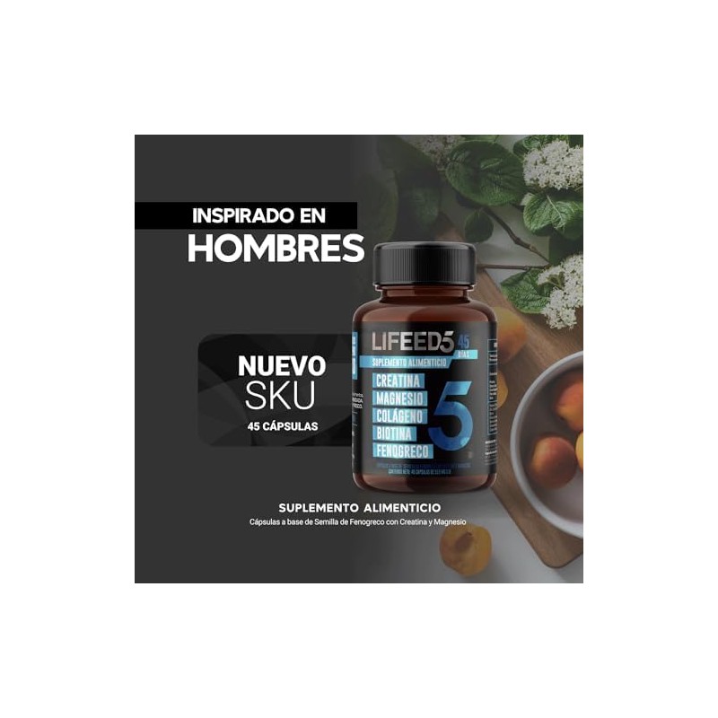 LIFEED5 Men Vitaminas para Hombre con Creatina 45 cápsulas519mg pporción