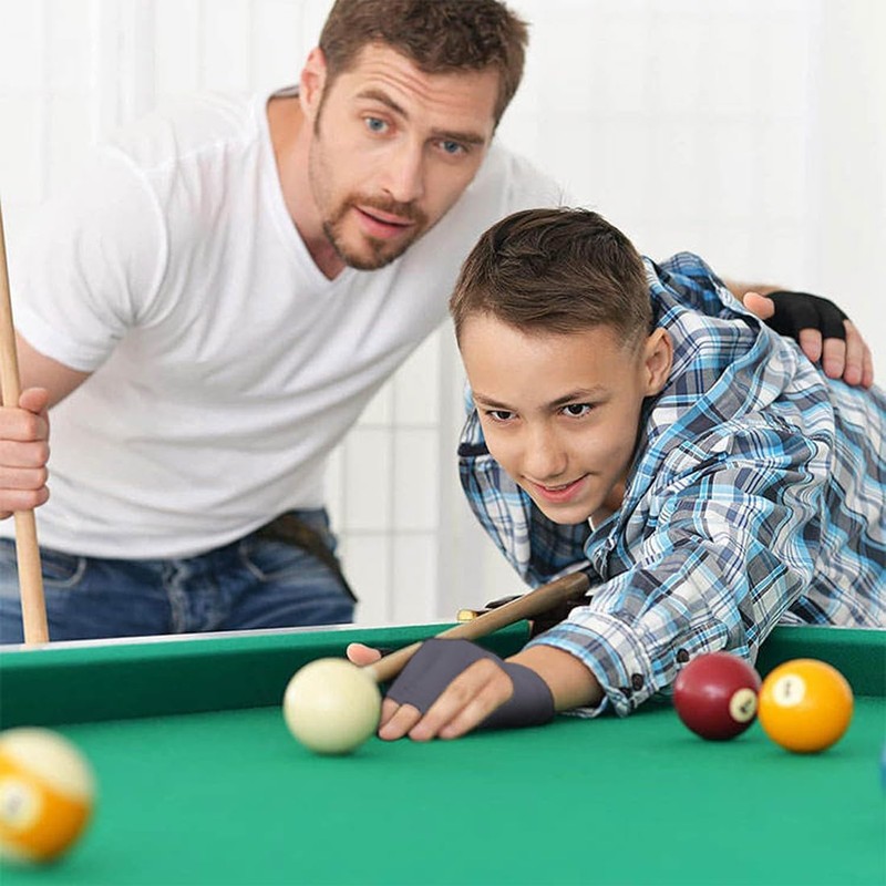 DLPRK 2 Snooker-Handschuhe, verstellbare Nylonhandschuhe, Dreifingerhandschuhe, atmungsaktiv, grau (Linke Hand)