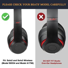 SoloWIT Cooling Gel Replacement Ear Pads Cushions for Beats Solo 2 & Solo 3 Wireless On-Ear Headphones, Earpads with High-Density Noise Isolation Foam, Added Thickness - Black