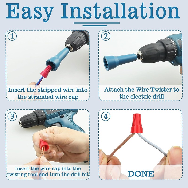 Wire Nut Twister, Wire Twister Tool for Drill, 1/4" Chuck