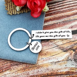 Nekoki Bonus Son Keychain I Didn't Give You The Gift of Life Life Gave Me The Gift of You Key Ring Son in Law Gifts Stepson Gifts Adoption Gift