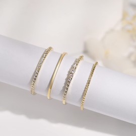 Stackable Ring Set of 4 Pure Silver Ultra Thin Stacking Rings for Women Dainty Gold Ring Minimalist Delicate Diamond Ring (Silver, 6.5)