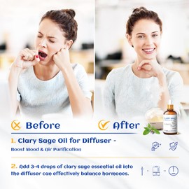 HIQILI 1 Fl Oz Clary Sage Oil Essential Oil, 100% Pure Undiluted for Diffuser, Aromatherapy - 30ml