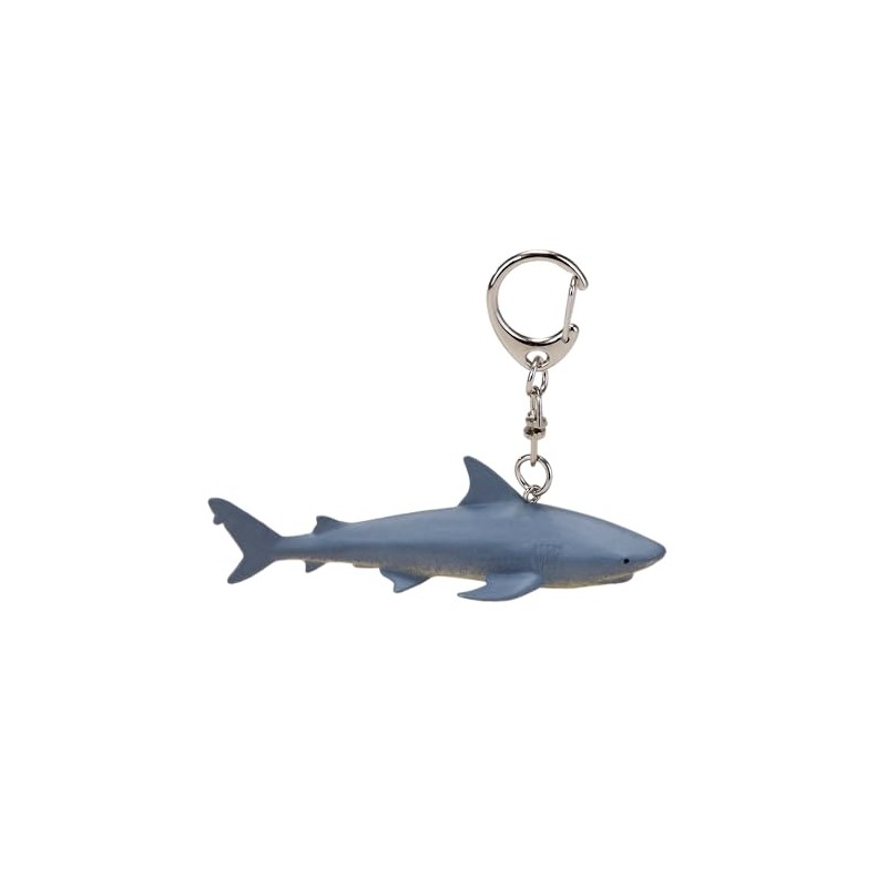 Mojo 387607 Great White Shark Animal Figure Keychain, gray
