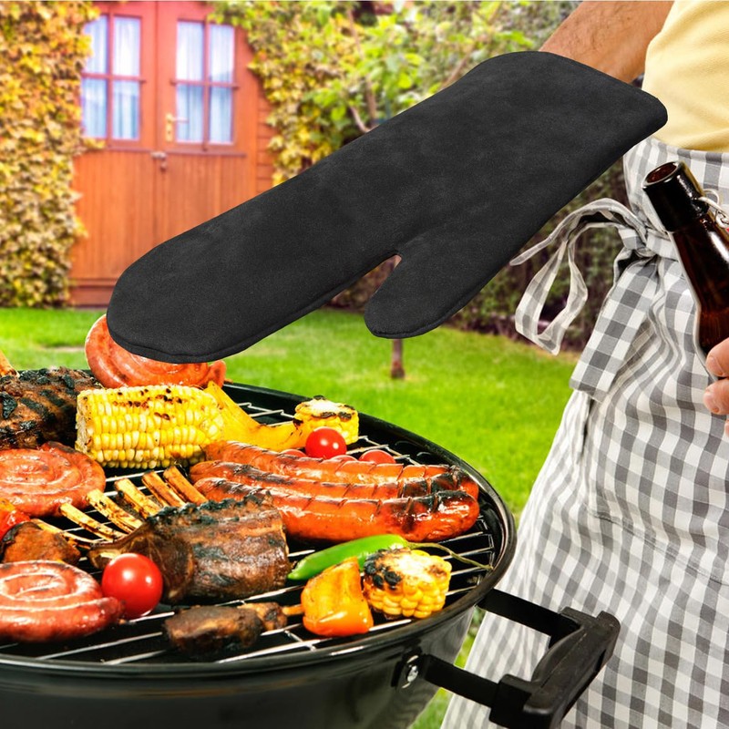 achilles Fireplace Glove with Thermal Insulation, Leather Oven Glove, Barbecue