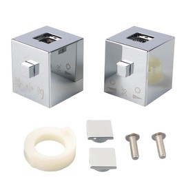 Gorise 1 Pair Thermostatic Control Handles, Square Shower Temperature Handle Knob Chrome Water Control Handles Replacement Parts